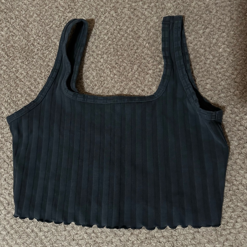 Black Ribbed Women's Top